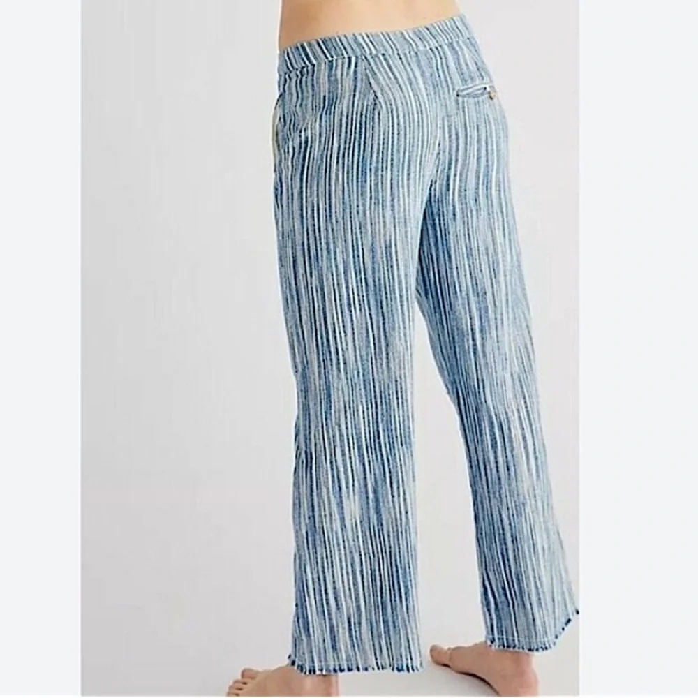 NWT Free People | Women’s blue/cream striped Marta Yarn Dye Fringe Hem Pant sz 2